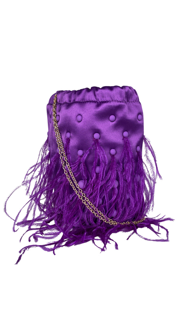 Bolso Morado Plumas