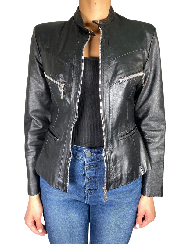 Chaqueta Cuero Negro