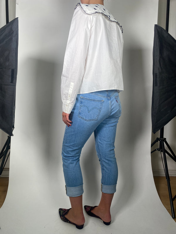 Blusa Cuello Bobo Bordado