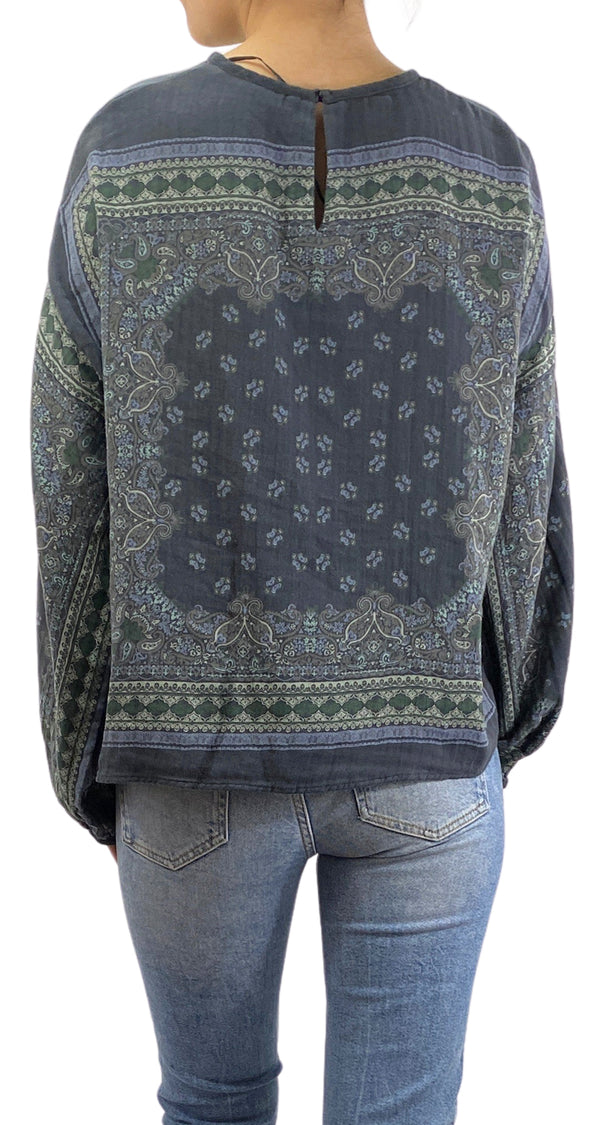 Blusa Azul Mostacillas