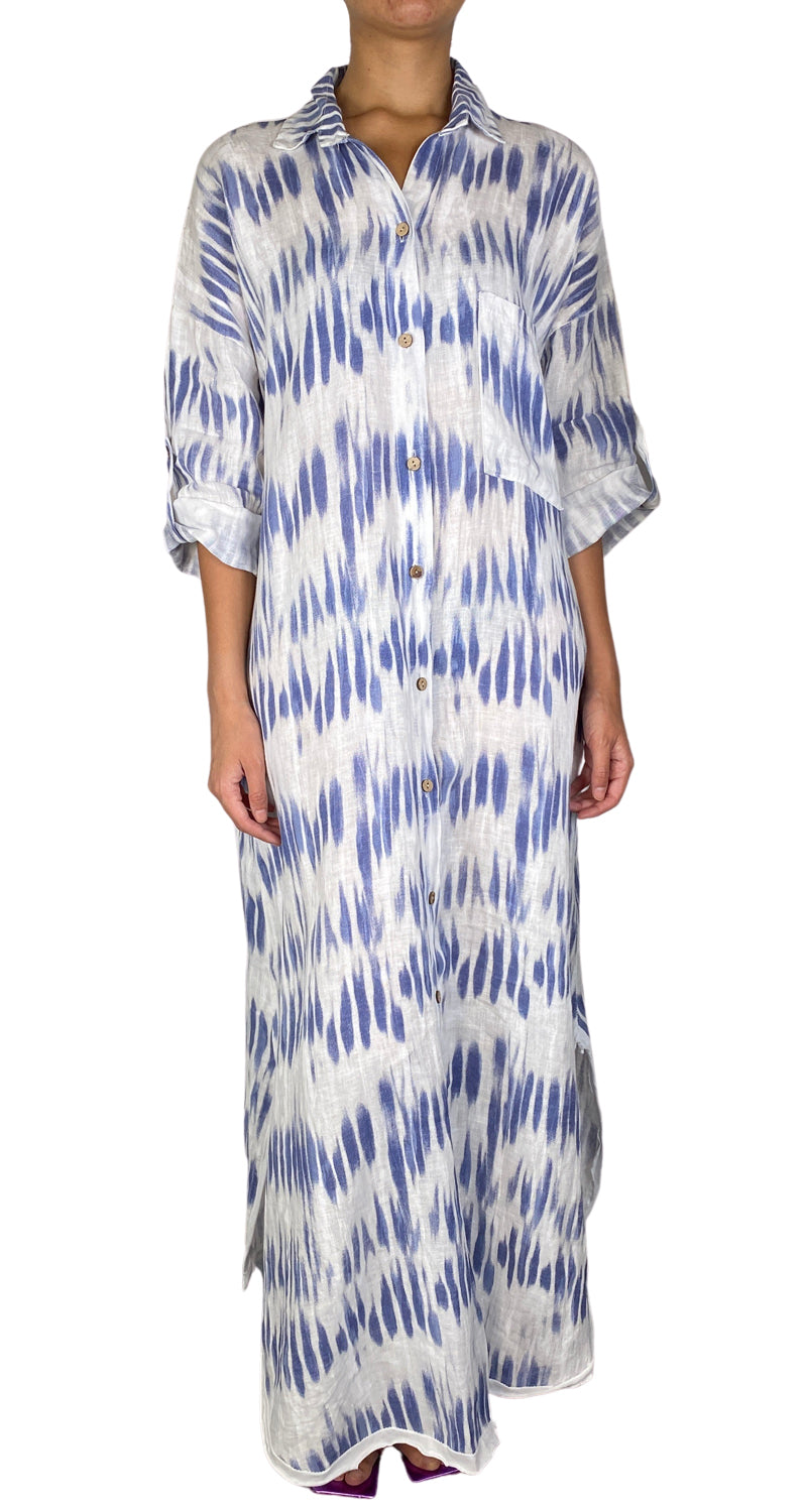 Vestido Camisero de Lino Tie Dye