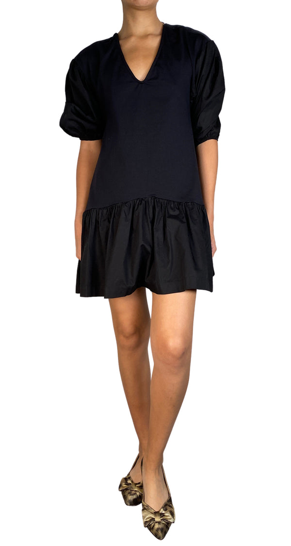 Vestido Negro Mangas Aglobadas