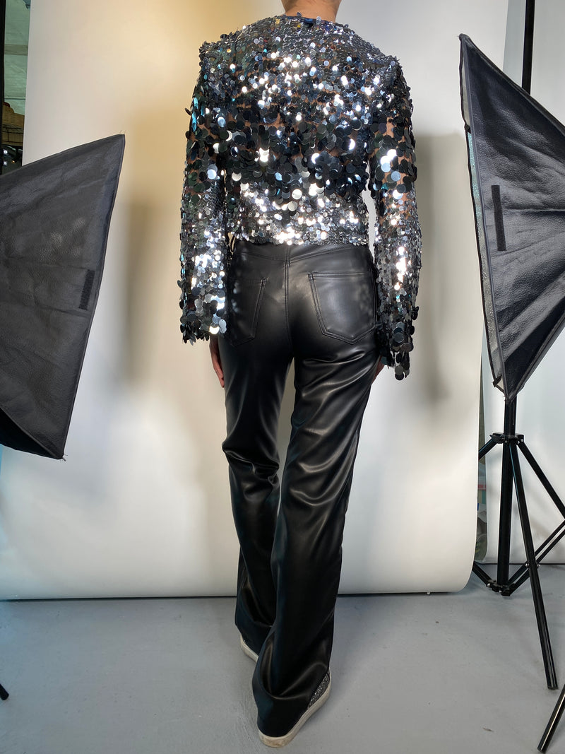 Blusa Lentejuelas Mangas Acampanadas