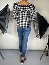 Blusa Cuadros Blanco y Negro