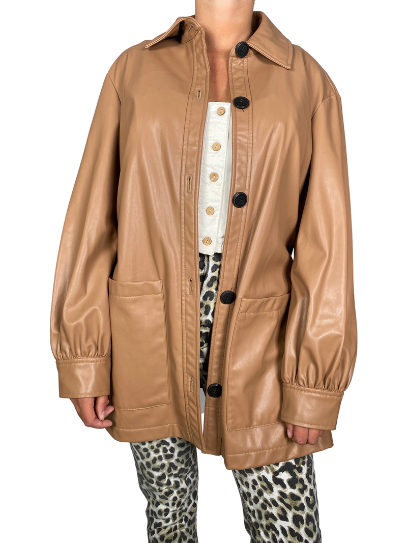 Chaqueta Cuero Café