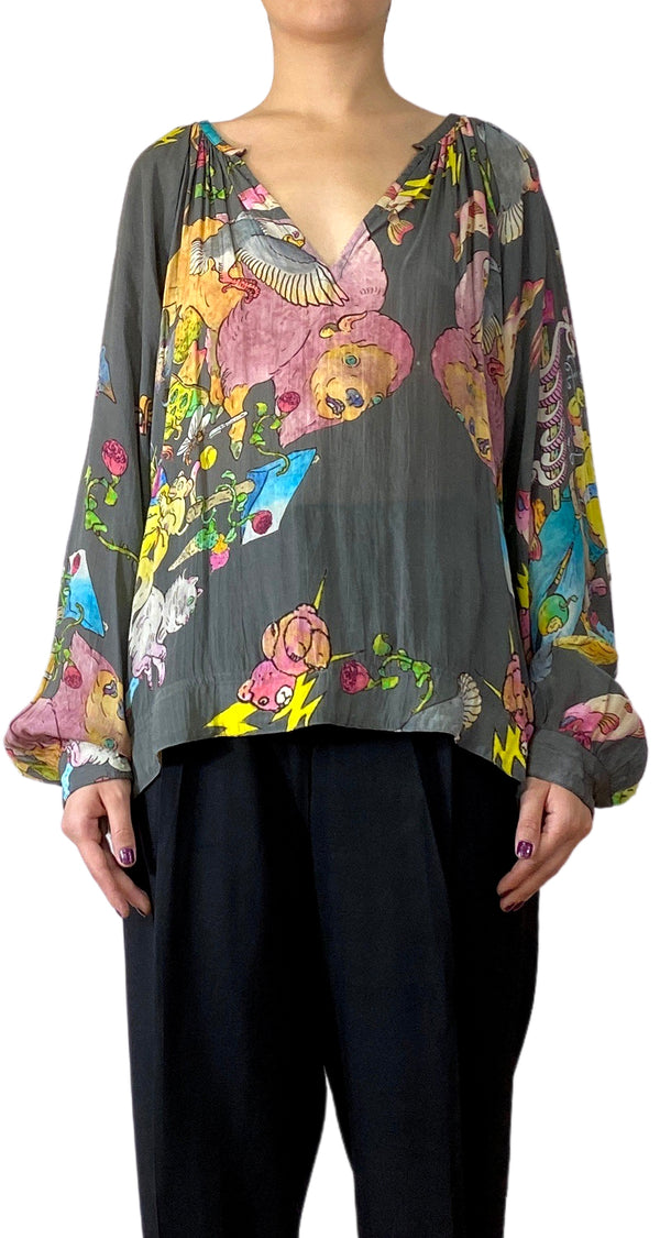 Blusa Gris Estampado