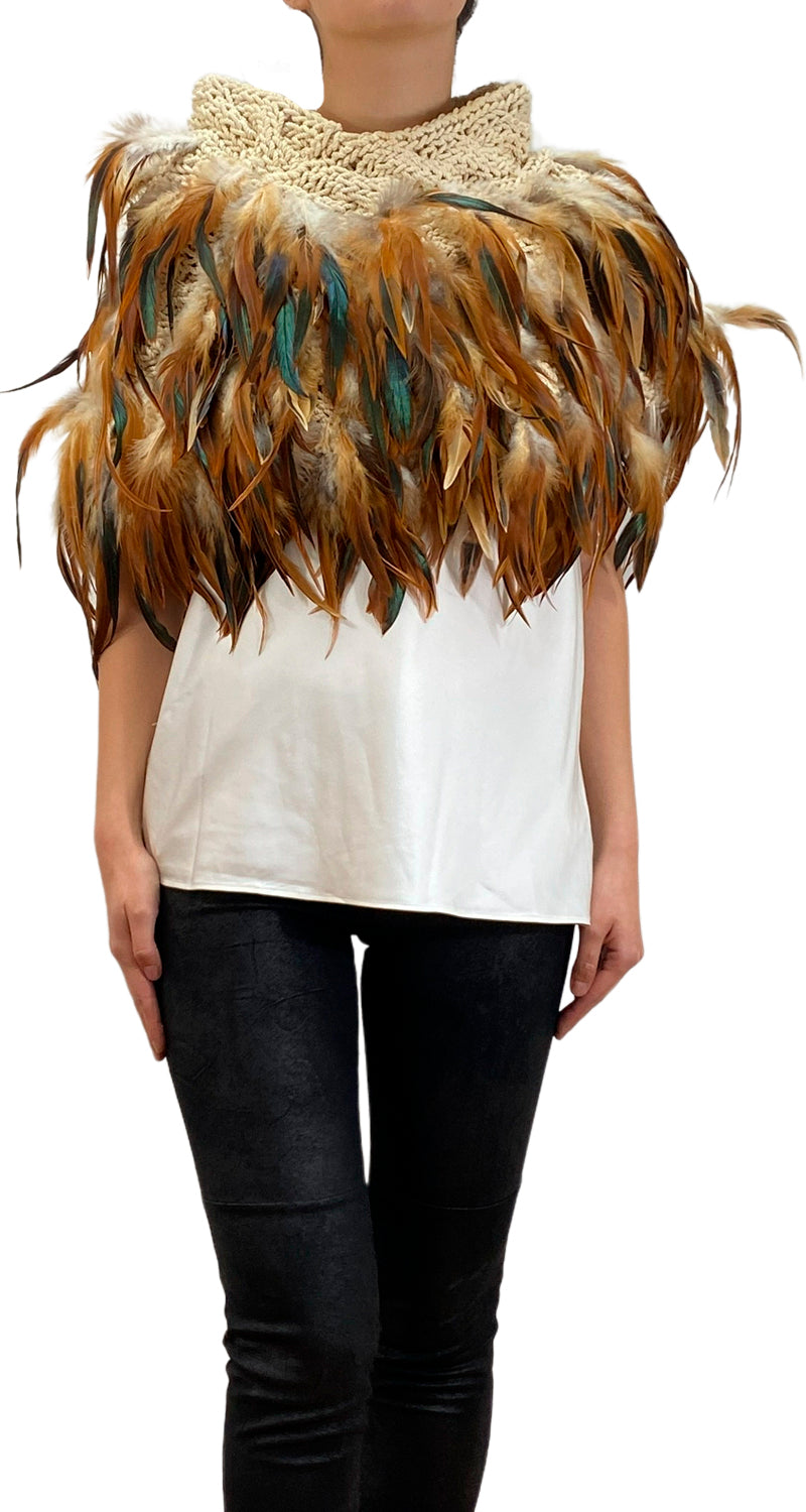 Poncho Tejido Plumas