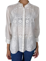 Blusa Blanca Bordado De Flores