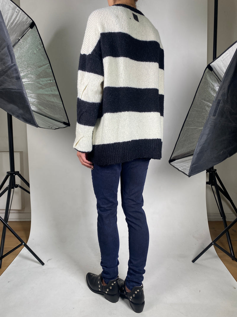 Sweater Tejido Blanco Y Negro