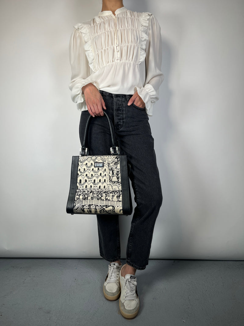 Cartera Seda Y Cuero
