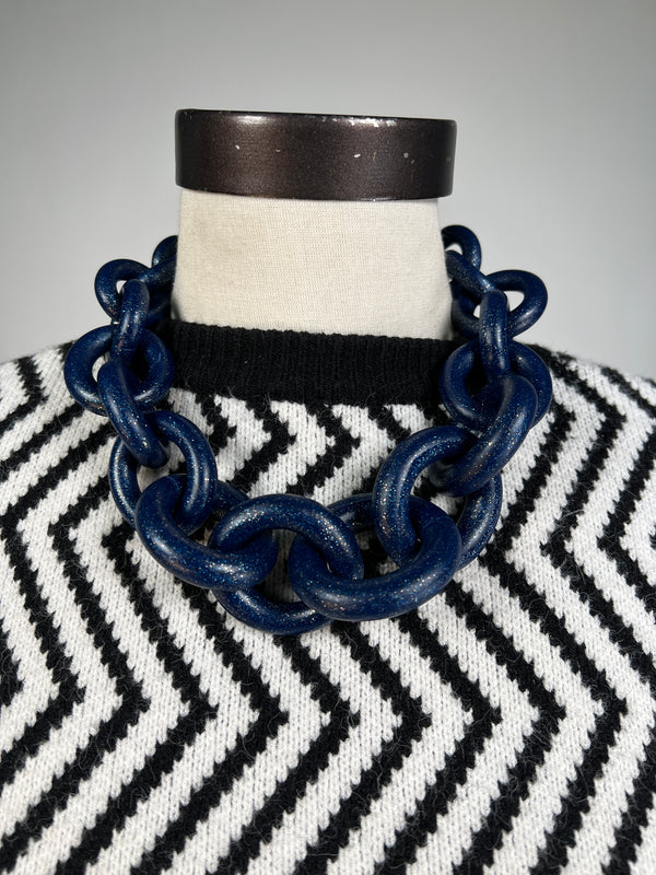 Collar Eslabón Azul Glitter