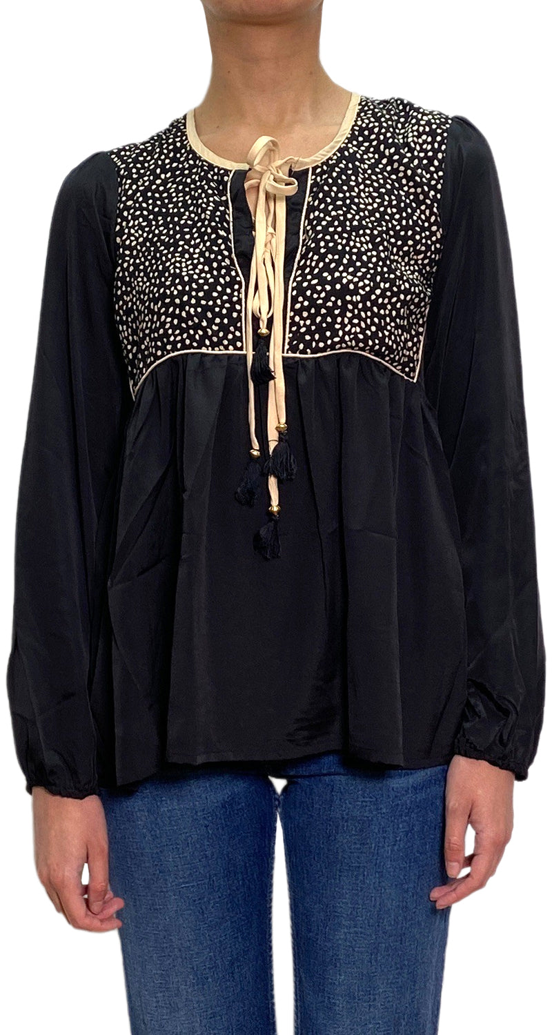 Blusa Negra Estampada