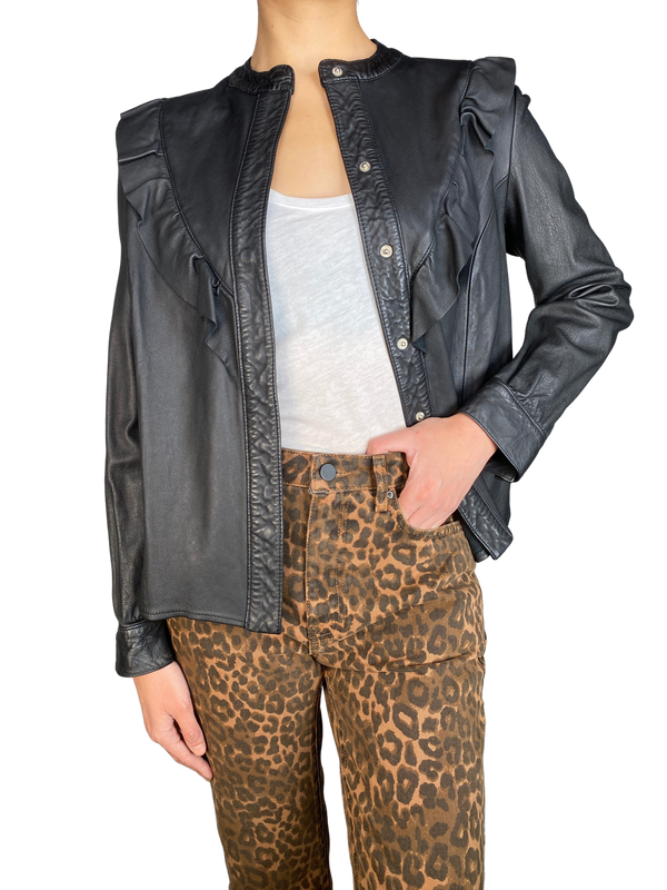 Chaqueta Ruffle Cuero