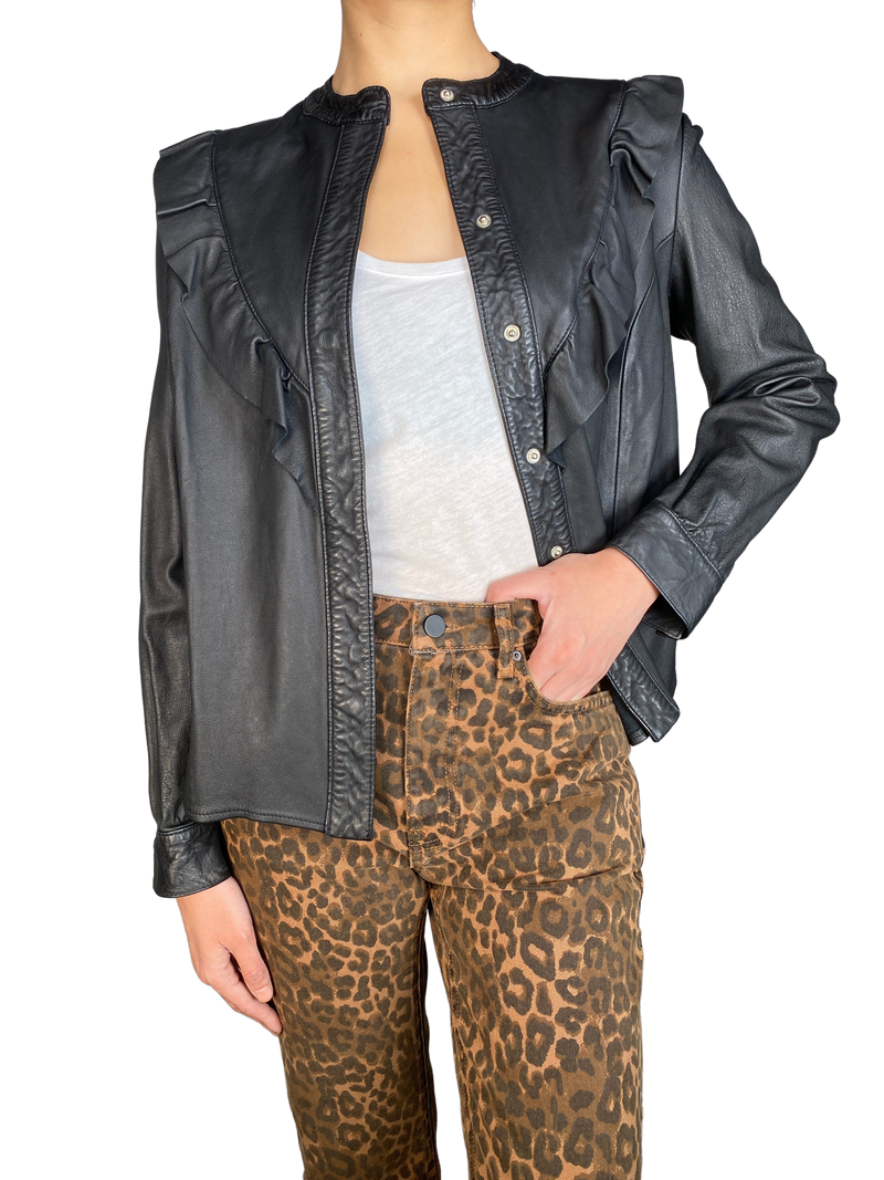 Chaqueta Ruffle Cuero
