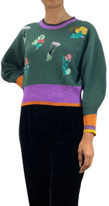 Sweater Verde Flores