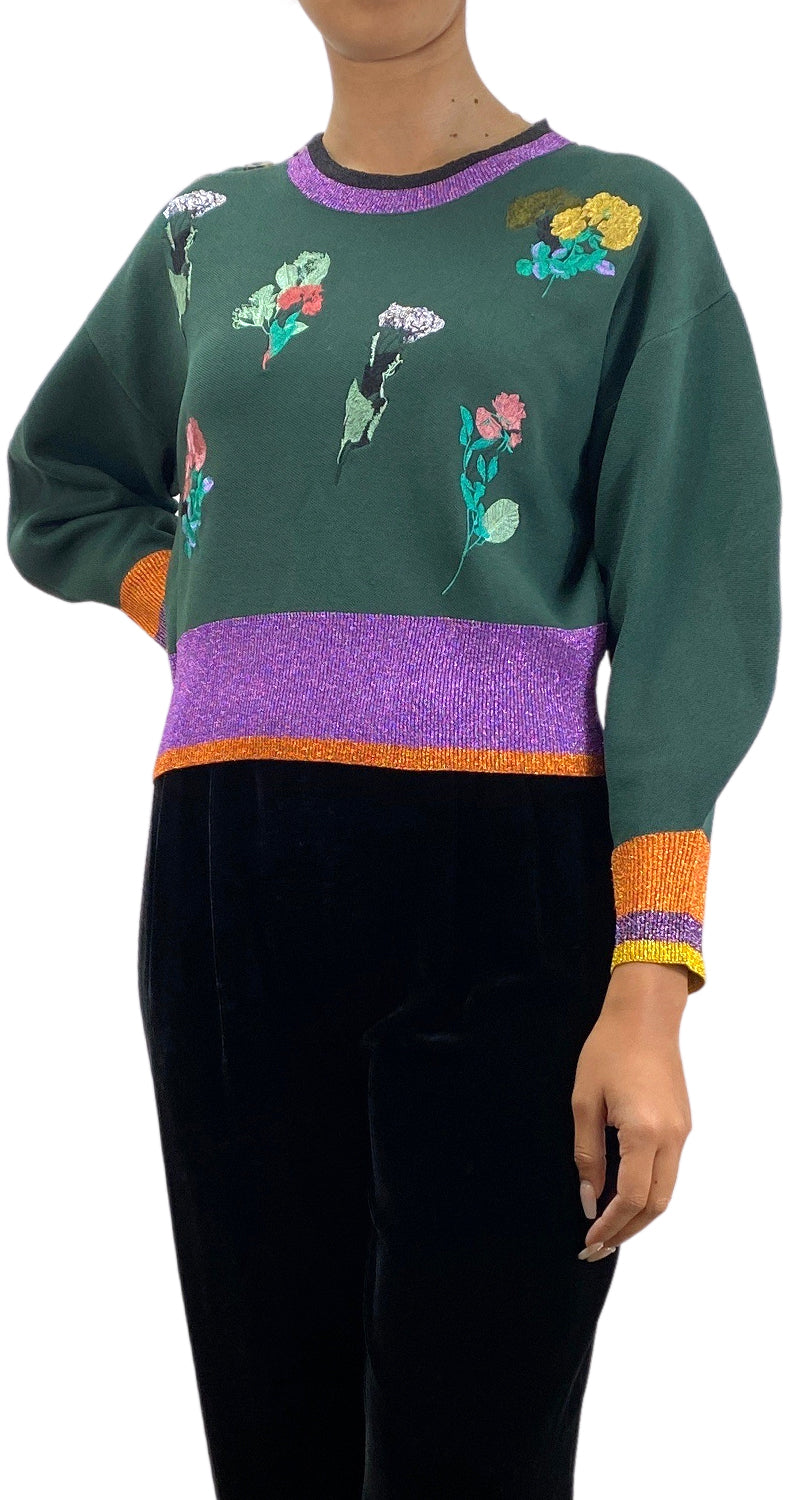 Sweater Verde Flores