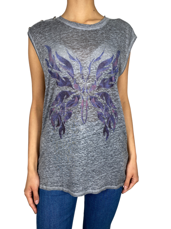 Polera Gris Estampada