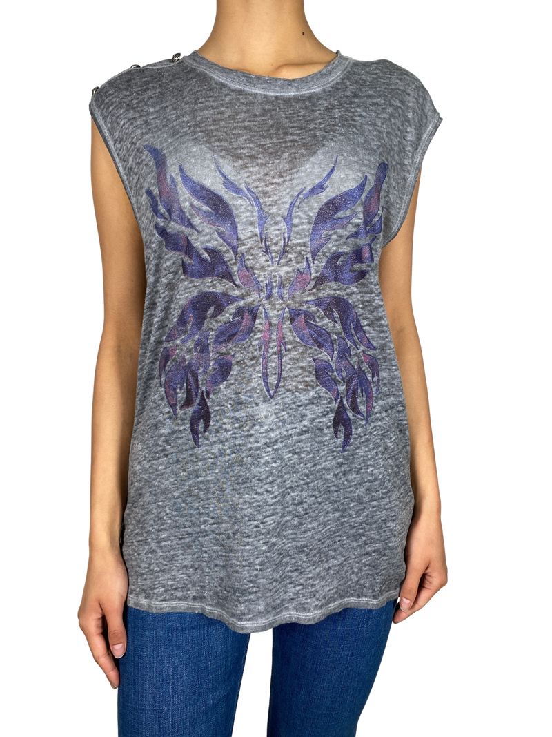 Polera Gris Estampada