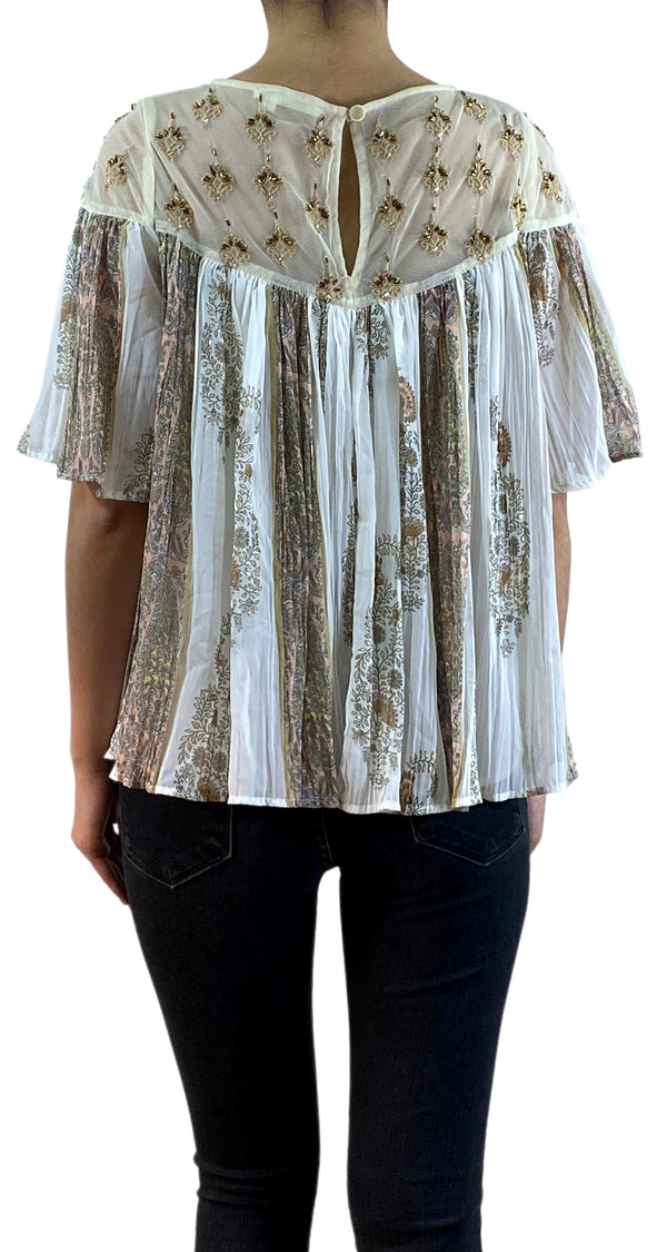 Blusa Plisada Beige