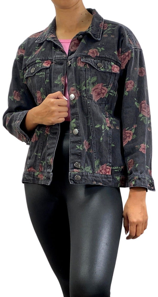 Chaqueta Negra Rosas