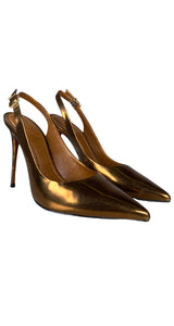 Zapatos Cuero Charol Dorado
