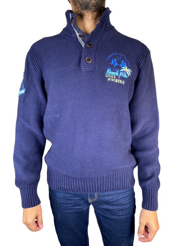Sweater Azul Marino Bordado