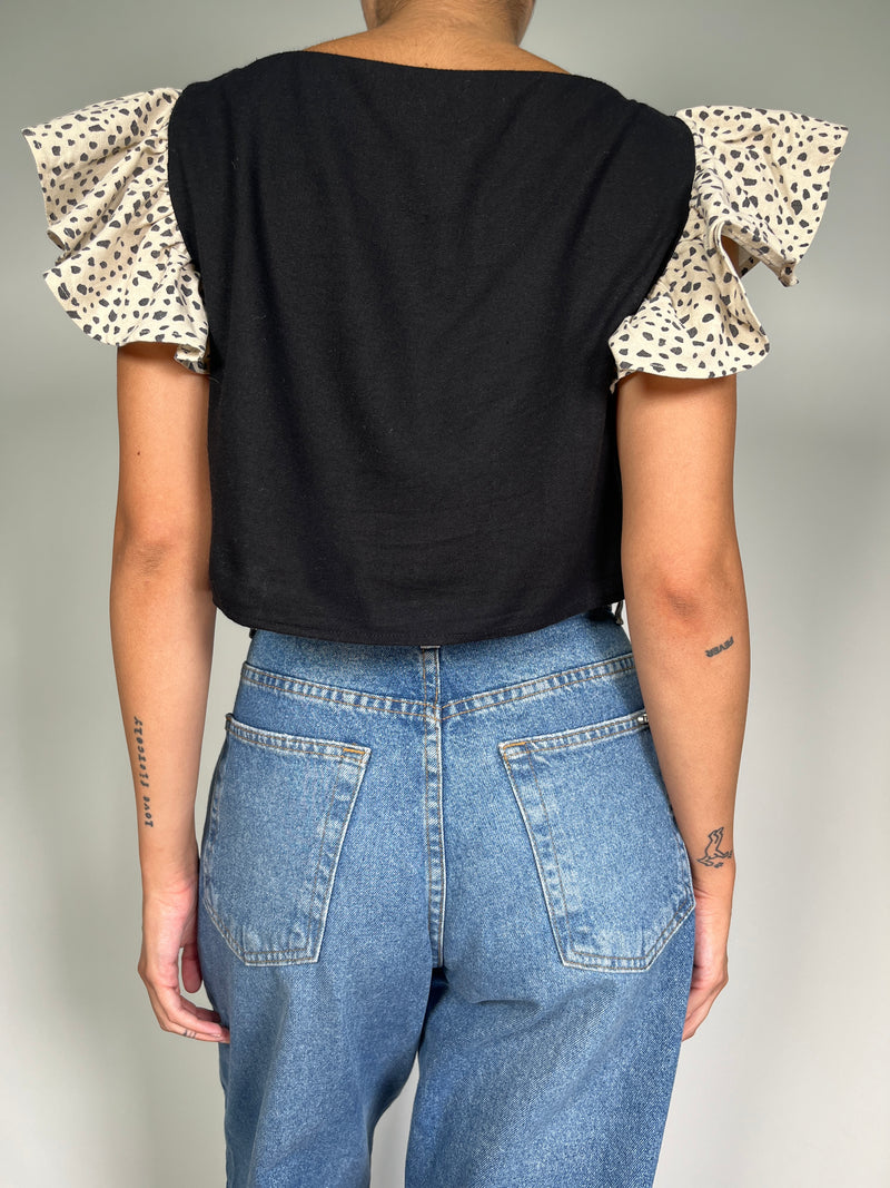 Polera Mangas Leopard