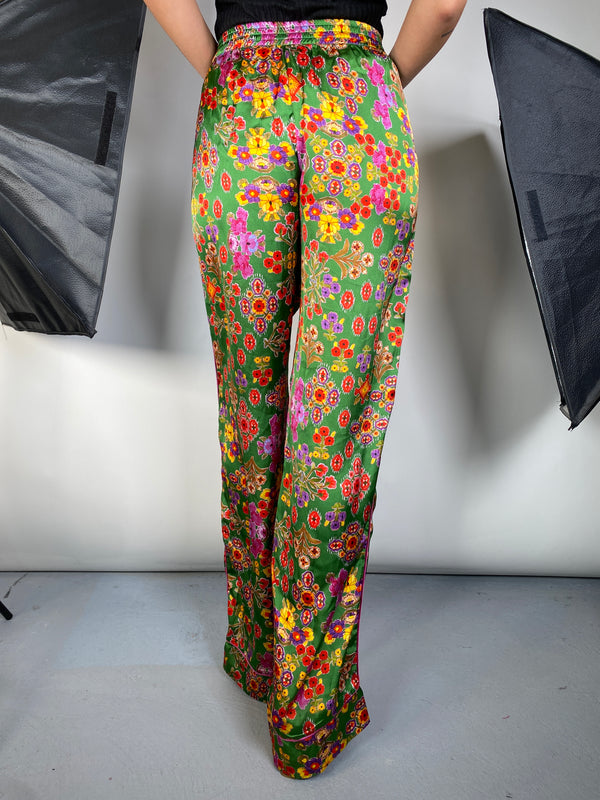 Pantalón Verde Estampado Multicolor