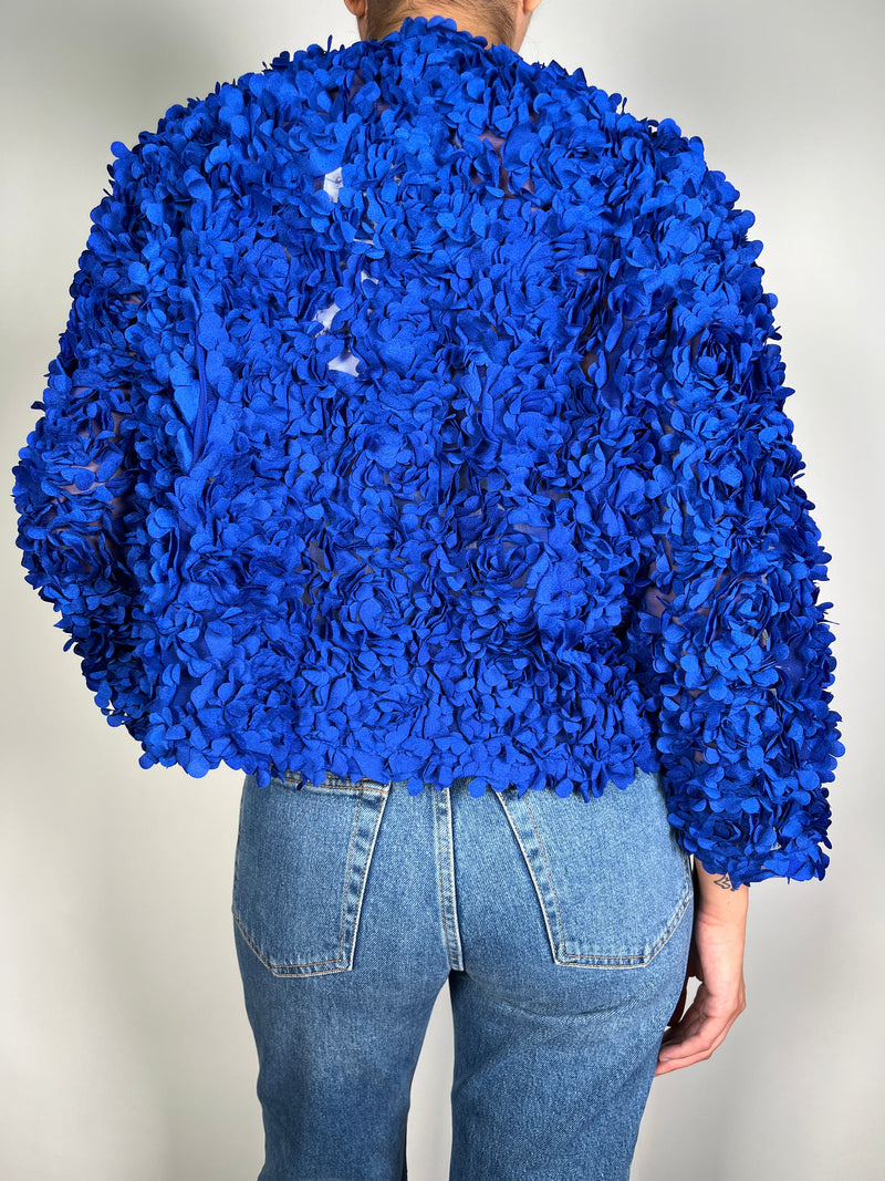 Tapado Flores Azul Rey