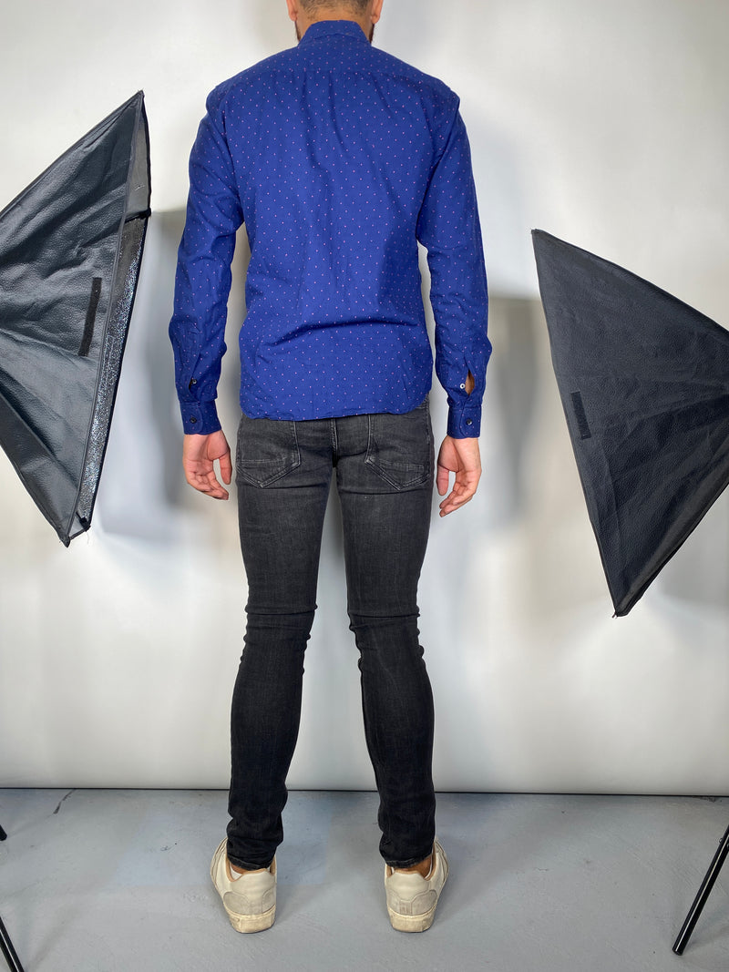 Camisa Azul Bordado Slim Fit