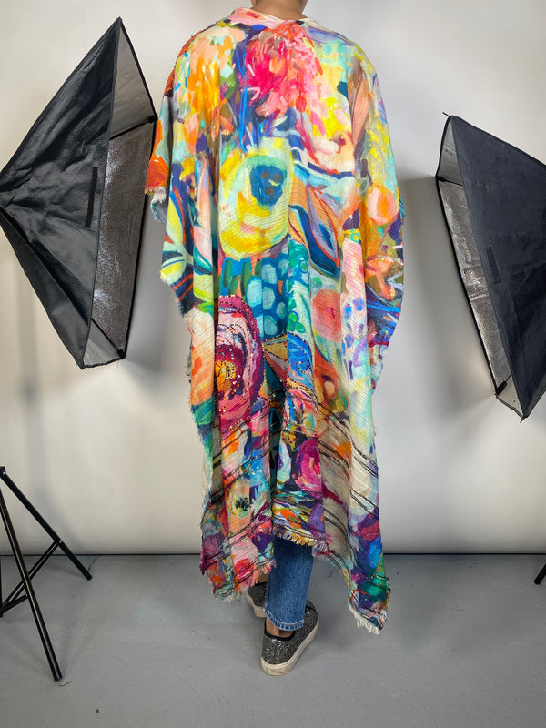 Kimono Estilo Poncho Multicolor