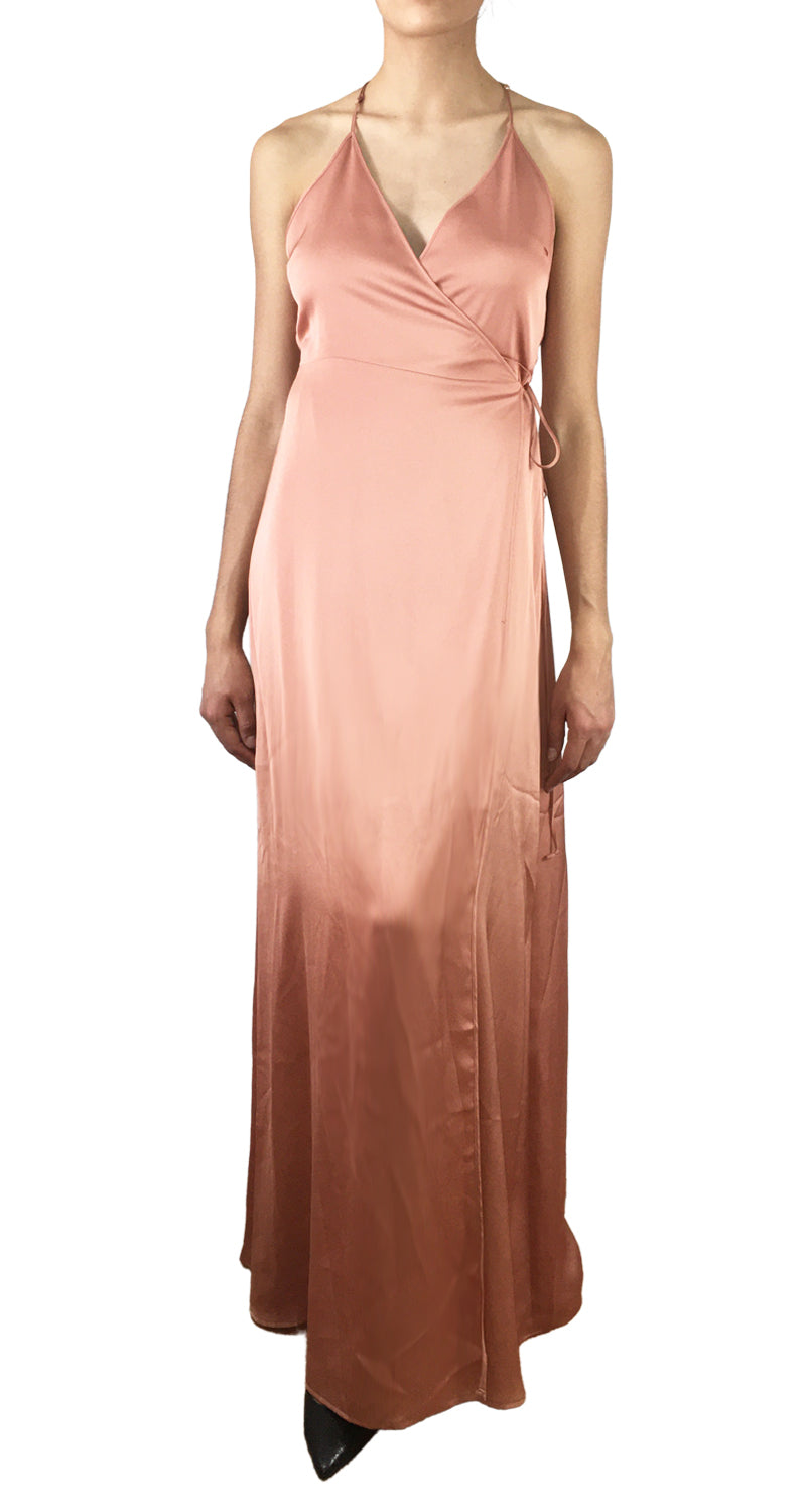 Vestido Maxi Rosa Cruzado