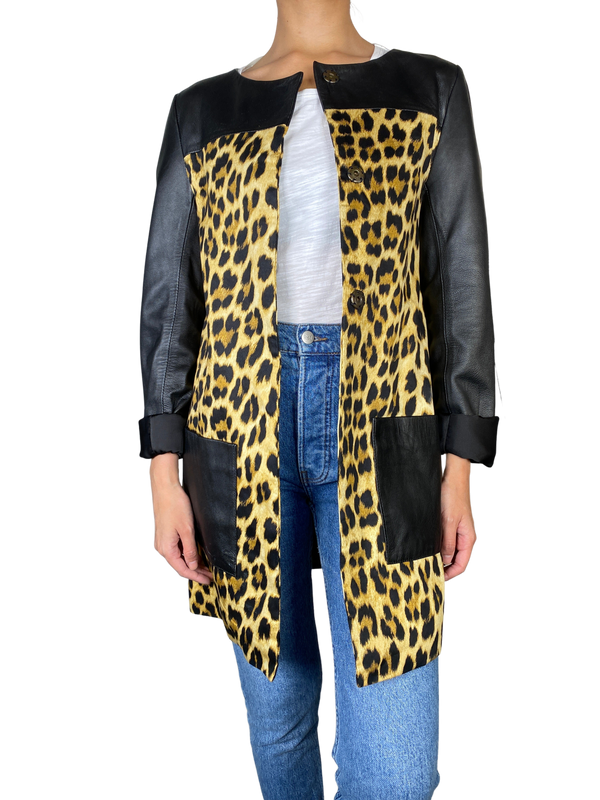 Chaqueta Cuero y Textil Animal Print