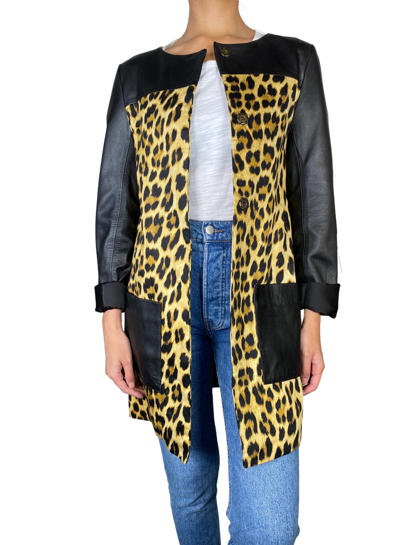 Chaqueta Cuero y Textil Animal Print