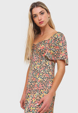 Vestido Topshop Flores Multicolor - Calce Regular