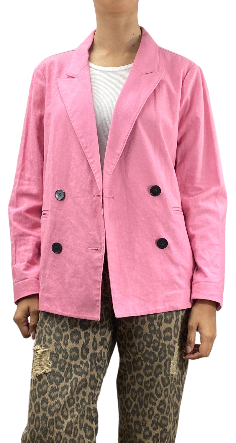 Blazer Rosado Lino Violeta By Mango