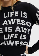 Sweater Desigual Lifes Is Awesome Negro - Calce Regular