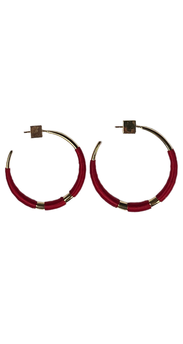 Aros Rojos Con Dorado