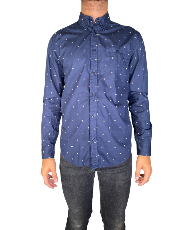 Camisa Azul Estampada