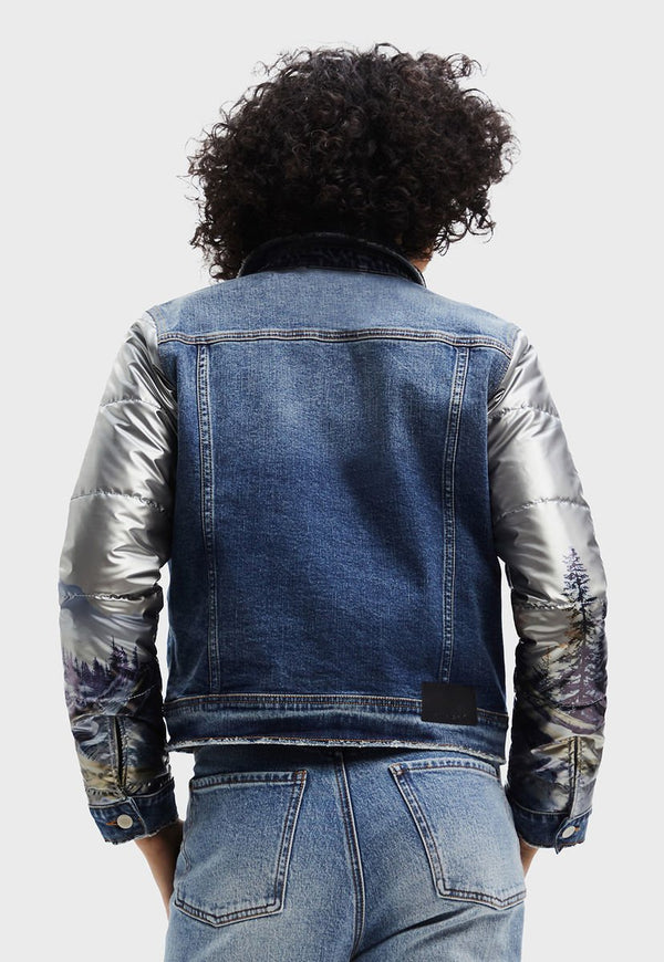 Chaqueta Desigual Hybrid Denim Bomber Jacket Azul - Calce Regular