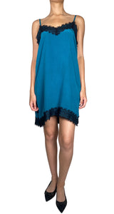 Vestido Verde Mini Encajes Seda