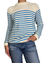 Sweater Blanco Lineas Celeste