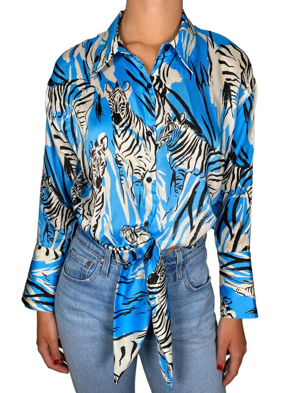 Blusa Azul Cebras