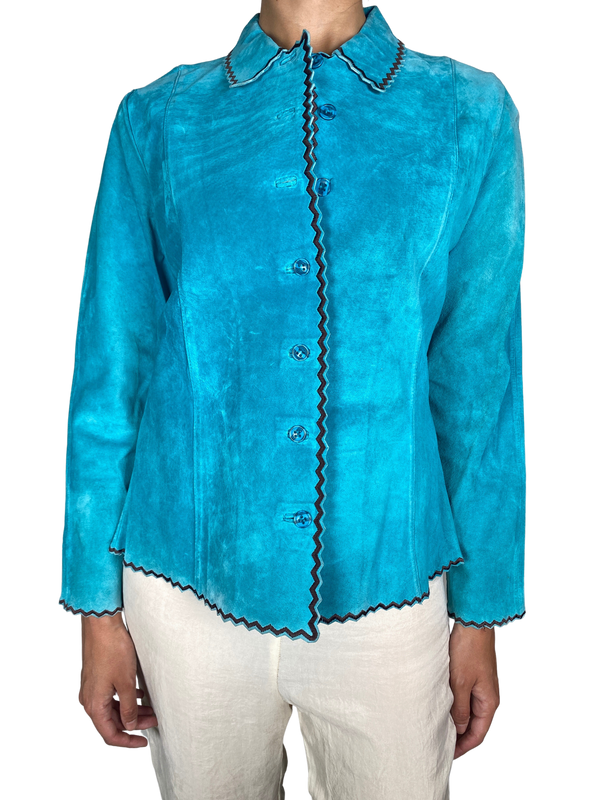 Chaqueta Turquesa Cuero