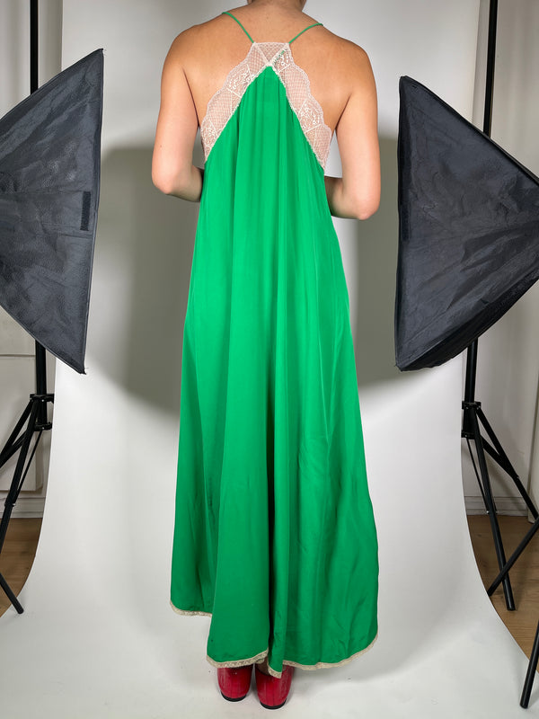 Vestido Seda Verde Tirantes