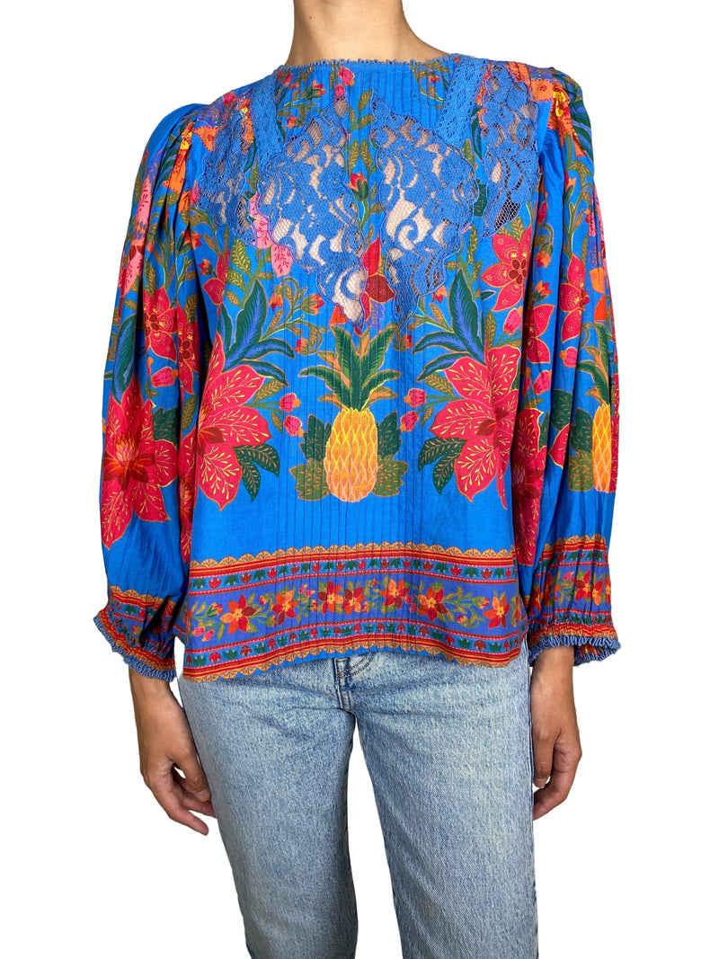 Blusa Blue Tropical Tapestry