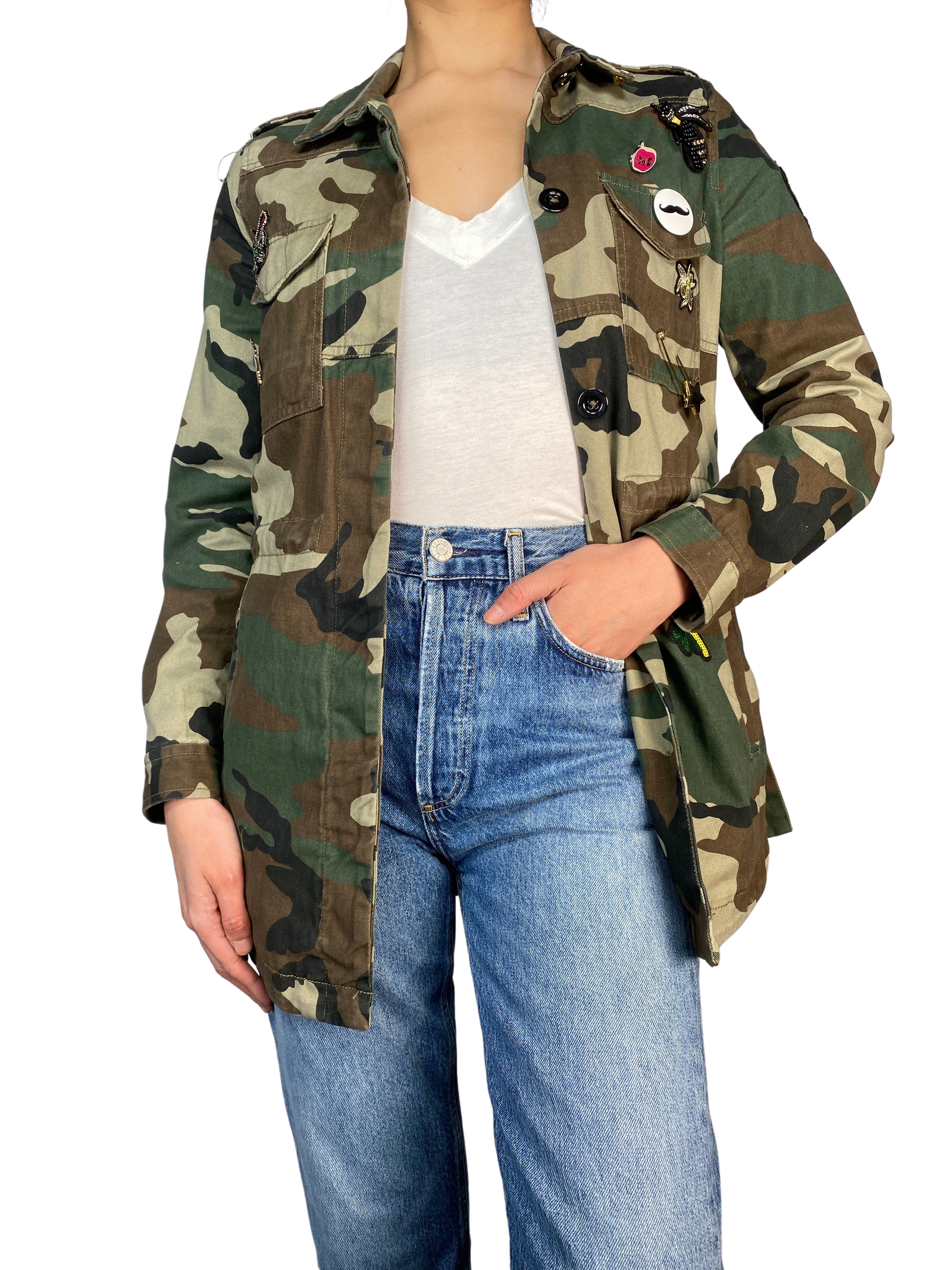 Ropa Comprar Chaqueta Militar Mujer Chamarra De Mezclilla Verde