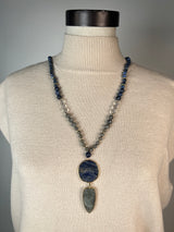 Collar Piedras Azul Y Gris