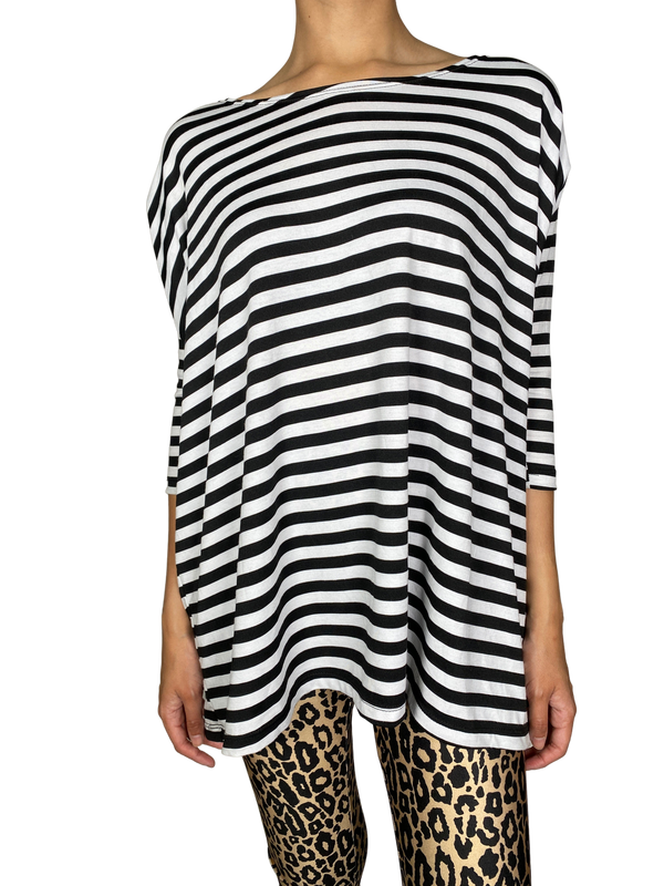 Polera Blanco / Negro Rayas