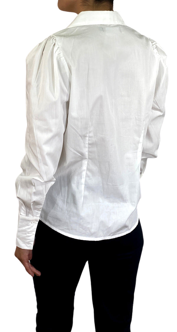 Blusa Blanca Mangas Aglobadas